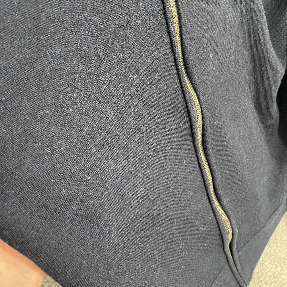 UNTUCKit Sweater Mens Medium Blue Merino Wool Full Zip Mock Neck Elbow Patch‎